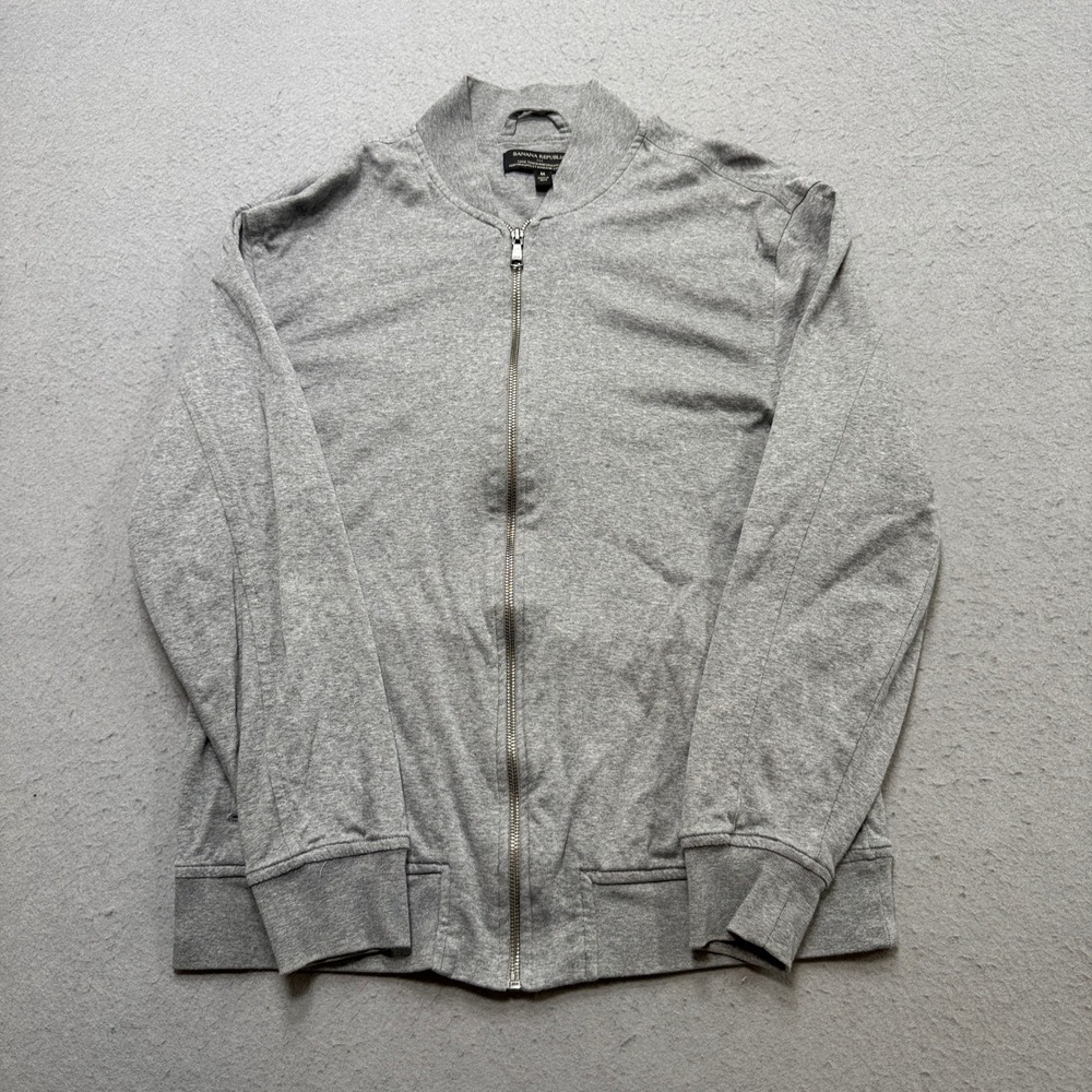Banana Republic Bomber Jacket Men's Medium Gray Loose Fit Athleisure Performance